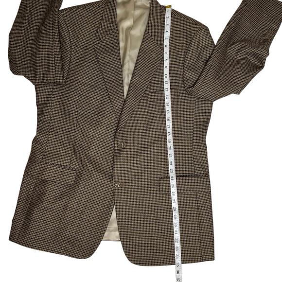 Oak Creek Lambswool Blazer Mens 46L Brown Houndstooth Checked Dillards Vintage - Picture 14 of 16